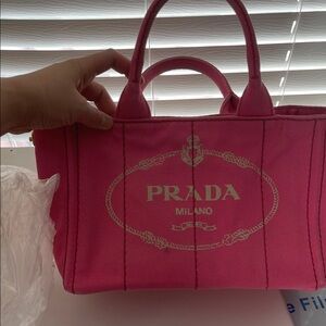 Prada Vibrant Pink Canvas Tote